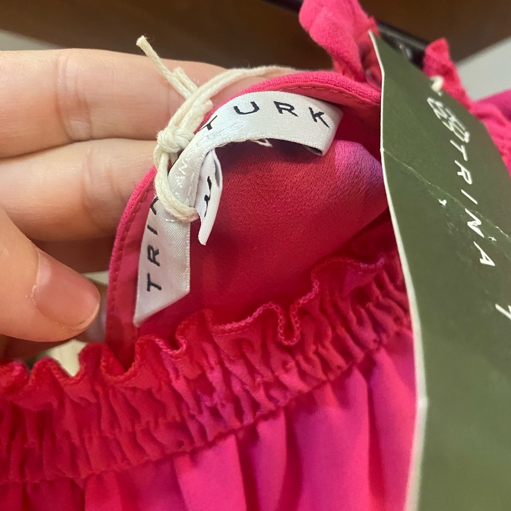 Brand new with tag! Trina Turk Fuchsia Blouse with Ruched Sleeves - Picture 2 of 4